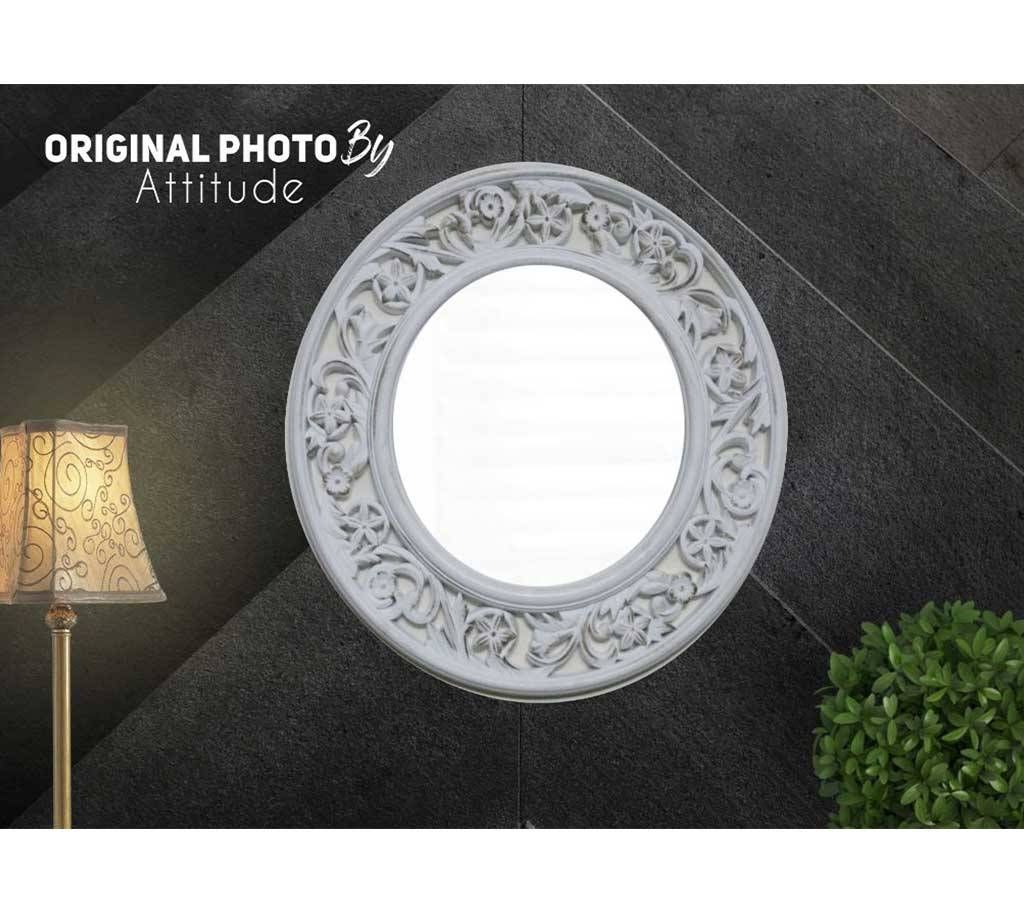 MirrorWhite2 Unique Design Round Accent Wall Mirror in White Frame