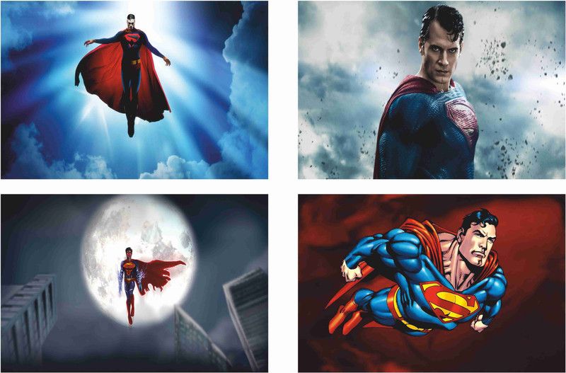 Superman Combo Poster Set of 4 Posters With Gloss Lamination M1 Paper Print  (12 inch X 18 inch, Rolled)