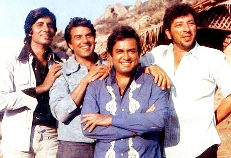 Sholay Star Cast Photography Wallpaper poster on fine art paper 13x19 Paper Print  (19 inch X 13 inch, Rolled)