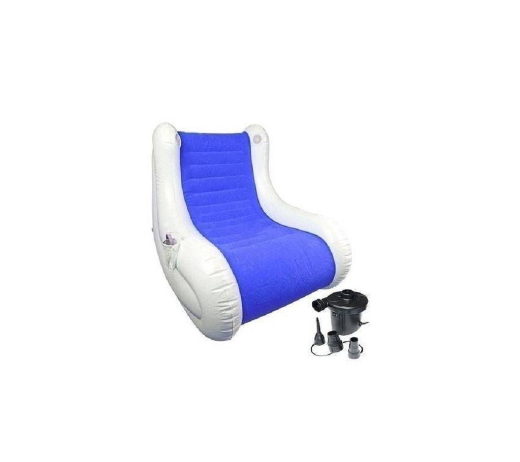 Air Sofa Rocking Chair with Speaker and Pump - White and Blue
