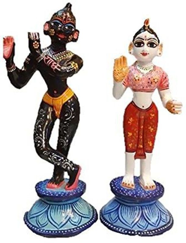 krishnagallery1 Radha krishan Brass Statue 5 Inch size Black Painting Radha Krishan Idol , Krishna Statue , Krishna Murti , Love Couple ( Home Temple Poojan Use , Office , Gifted use pooja Idol )� Decorative Showpiece - 20 cm  (Brass, Multicolor)