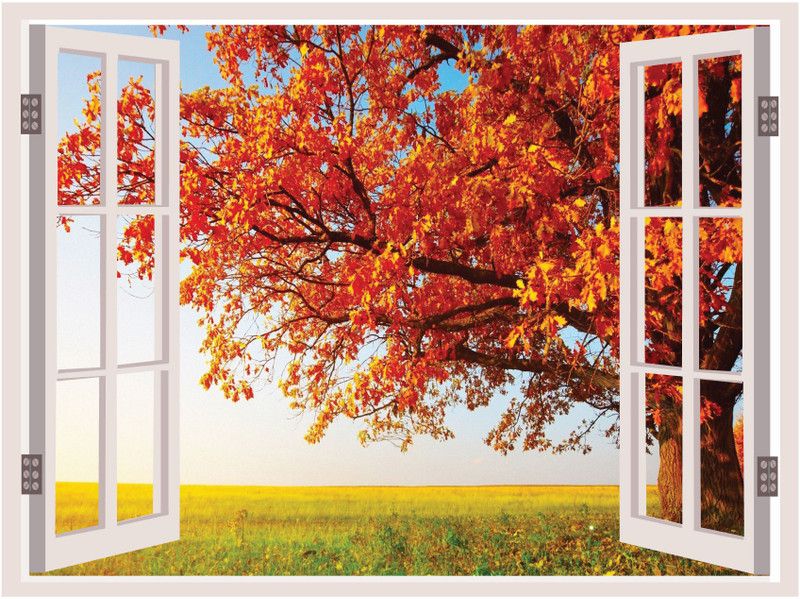 Sudarshan Creatives 76 cm Wall Stickers for Bedroom Kitchen' Home Decor Window Illusion Self Adhesive Sticker  (Pack of 1)