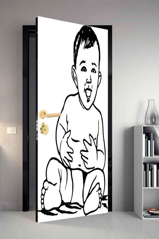 qth 213 cm Line Art Dor-0295 Design Door Sticker Self Adhesive Sticker  (Pack of 1)