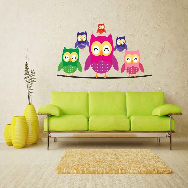 Nandinidecor 231.14 cm Trendy Owl birds wall sticker for living room, bedroom,hall, kitchen,kids room Self Adhesive Sticker  (Pack of 1)