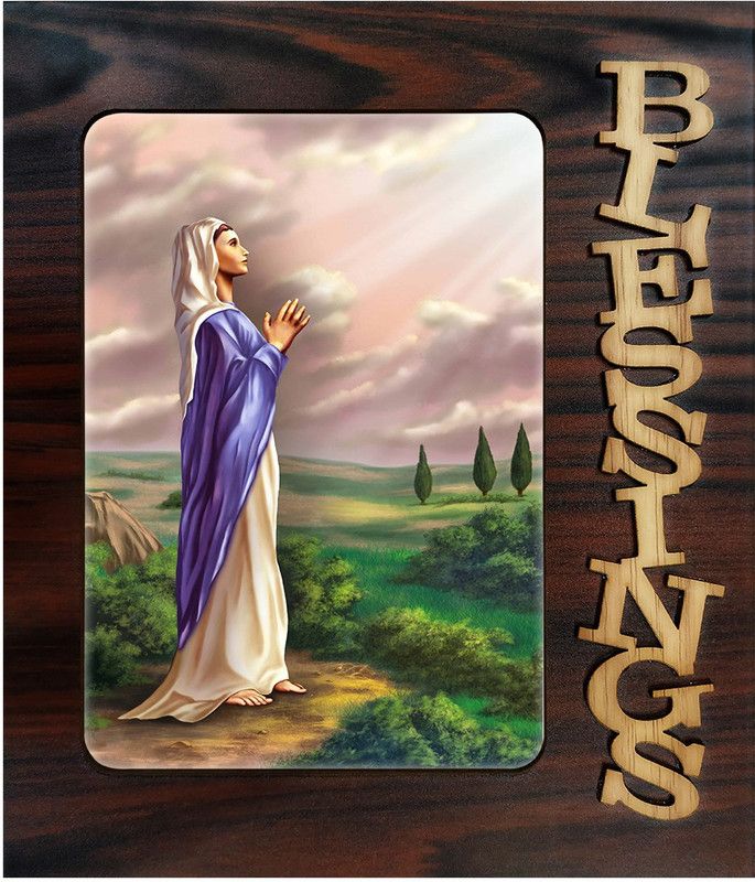 Poster N Frames Decorative Blessings Hand Crafted Wooden table with photo of Lord Jesus 3871 Digital Reprint 9 inch x 7.75 inch Painting  (With Frame)