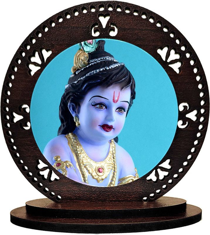 febiaa Krishna Decorative Showpiece - 8 cm  (Wood, Multicolor)