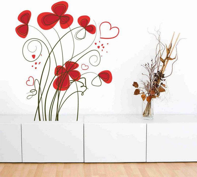 Decor hubb 60 cm Floral Wall Sticker For Home Decor 60 CM X 60 CM Self Adhesive Sticker  (Pack of 1)