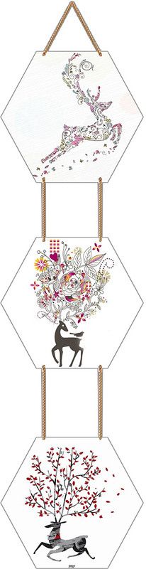 pnf Designer Wooden Wall Item of Landscape art scenery with deer-291  (16 inch X 6 inch, Brown)