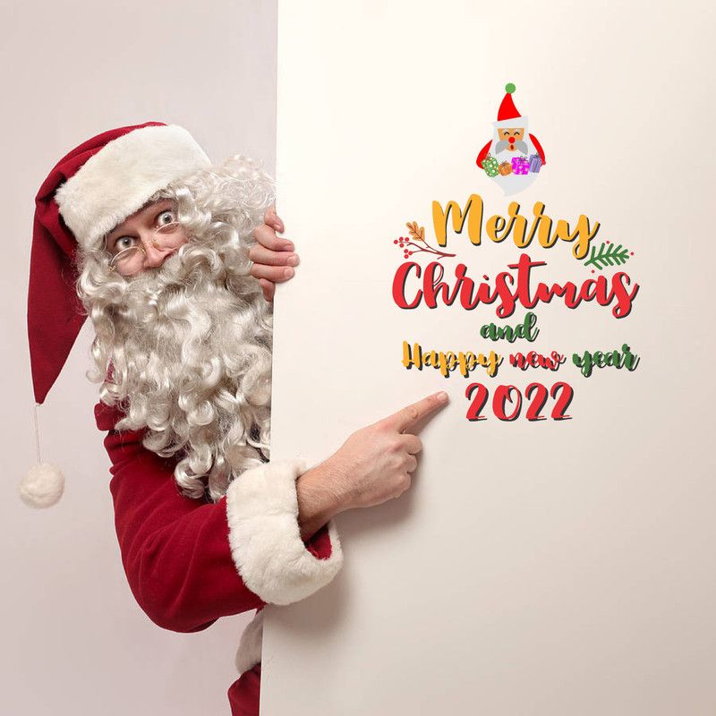 Psychedelic Collection 84 cm Merry christmas happy new year multicolor pvc vinyl wall sticker Self Adhesive Sticker  (Pack of 1)