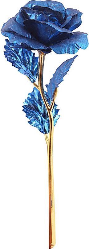 Lavanaya Silver 24K Golden Blue Rose With Premium Box Gold Plated Rose (25 cm, Gold) Exclusive Gift Items for Valentine Gift, Wedding Gift and Birthday Gift Blue, Gold Rose Artificial Flower  (11.81 inch, Pack of 1, Single Flower)