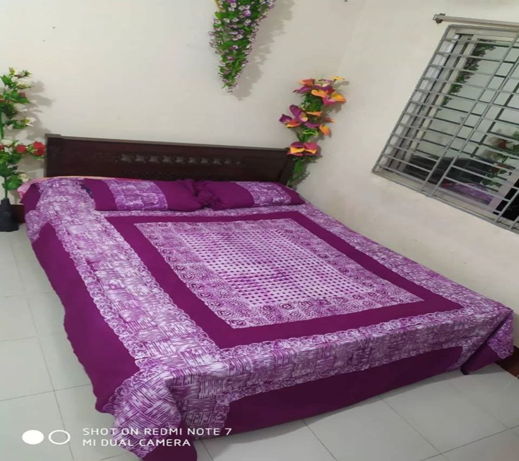 King Size Cotton Multi colors  Block Printed Bed Sheet with Matching 2 Pillow Covers-57