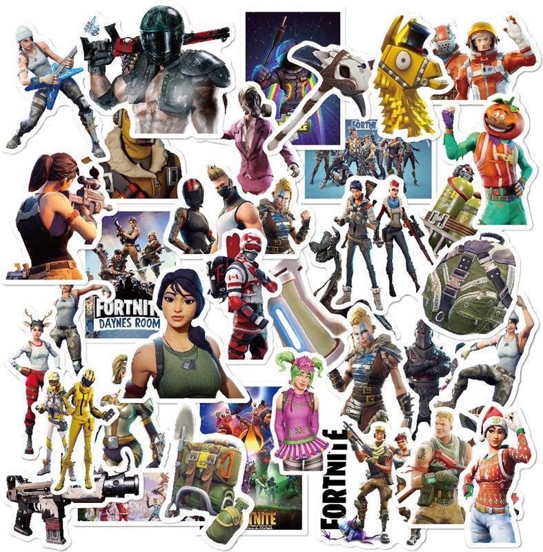 Rousrie 7.62 cm (Pack of 50), Non duplicate, Cute fortnite stickers for laptops, playstations, journal, scrapbooking, guitar, etc Self Adhesive Sticker  (Pack of 50)
