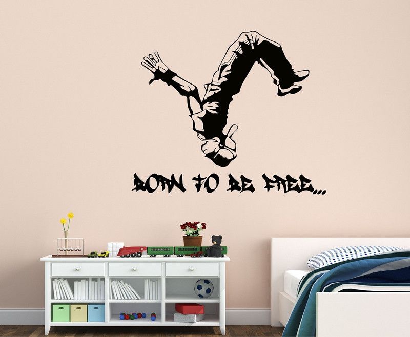 Wallzone Little Boy Large Vinyl Wallsticker (90cm x80 cm)  (80 cm X 90 cm, Black)