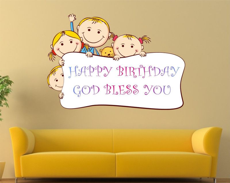 BALRISHNA WALL STICKER 85 cm NEW HAAPPYBIRTDAY CARTOON Self Adhesive Sticker  (Pack of 1)