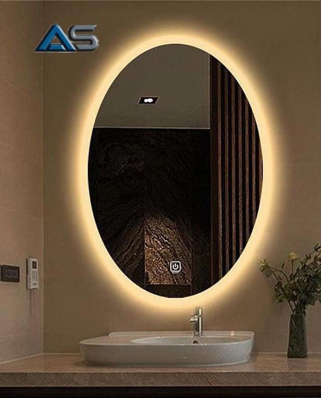 Arvind sanitary Oval Shape Led Wall Mirror 18x24 Lighted Mirror  (Oval Finish : Polished)