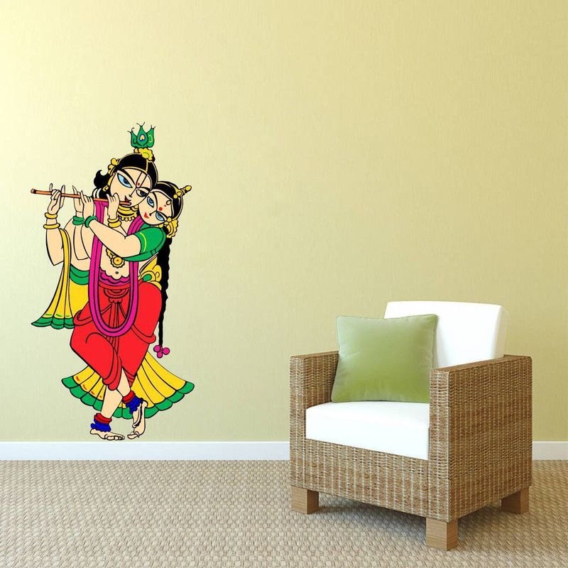 Vcreate Décor 47 cm Radha Krishna Wall Sticker And Decal Self Adhesive Sticker  (Pack of 1)