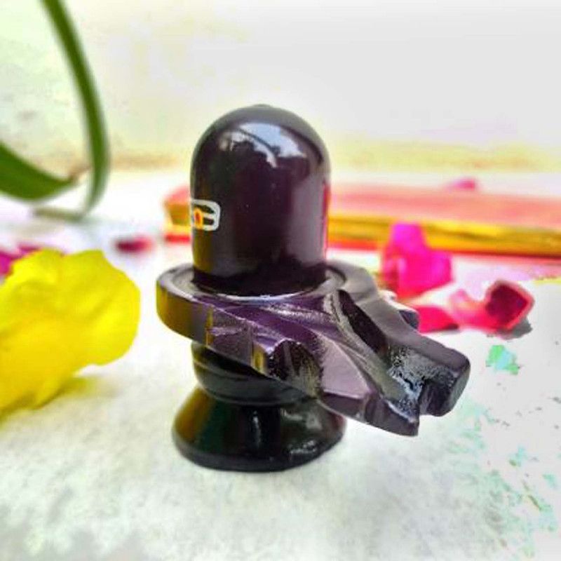 shinde exports Black marble shivling Decorative Showpiece - 7.5 cm  (Marble, Black)