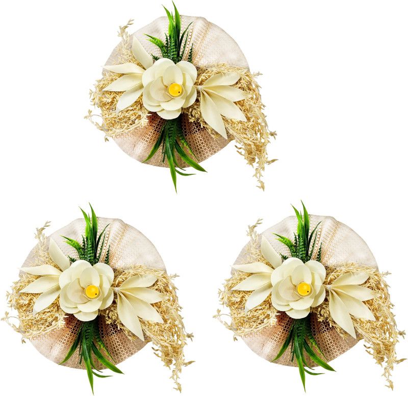Stylewell (Pack of 3) White Rose Leaves Artificial Flower For DIY Craft Party Decoration White Rose Artificial Flower  (6.5 inch, Pack of 3, Single Flower)