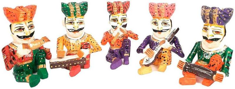 Apkamart Wooden Musicians Set of 5 for Table Decor & Office Décor,Gift Decorative Showpiece - 16 cm  (Wood, Multicolor)