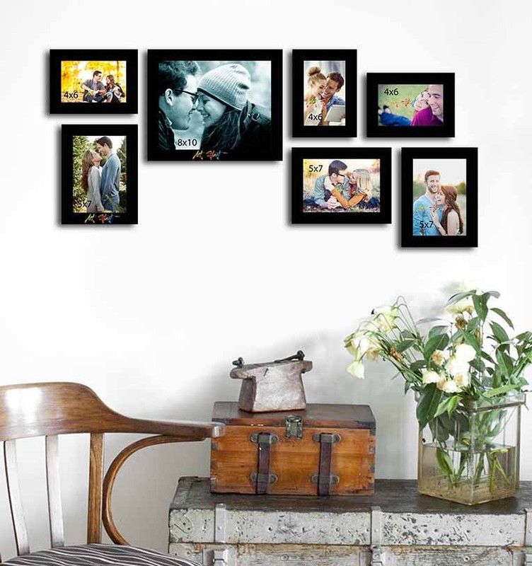 Painting Mantra Wood Personalized, Customized Gift Best Friends Reel Photo Collage gift for Friends, BFF with Frame, Birthday Gift,Anniversary Gift Wall  (Black, 7 Photo(s), 4x6 -3, 5x7 -3, 8x10-1)