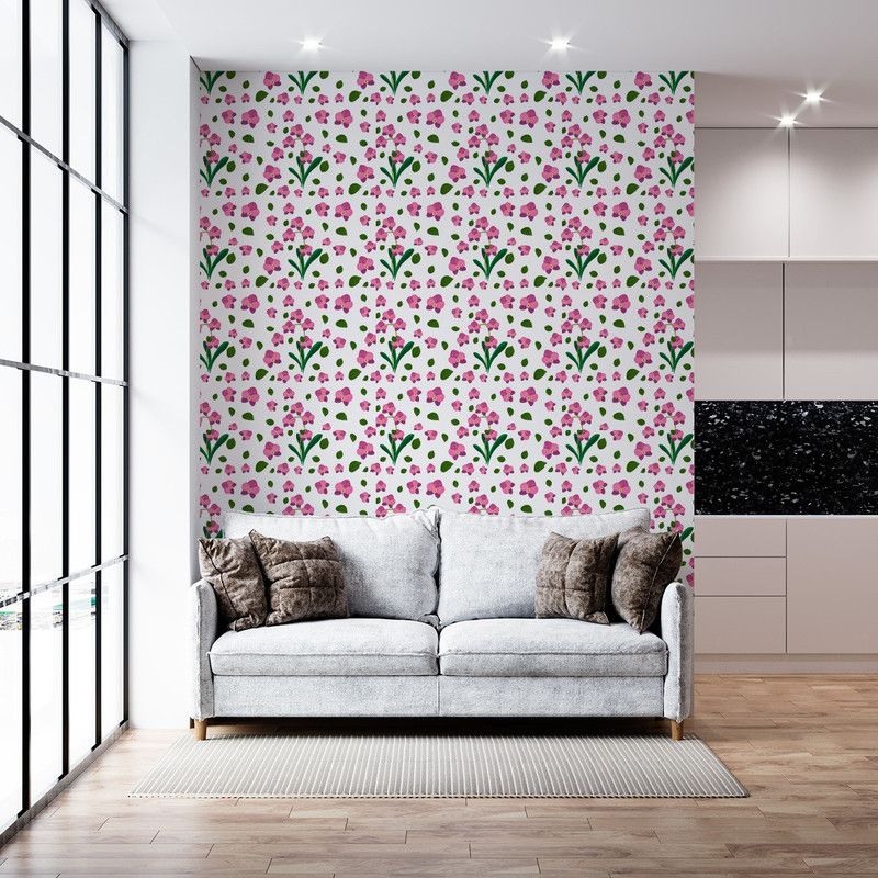 Galaxy Design Floral & Botanical Green, Pink, White Wallpaper  (228 cm x 40 cm, Pack of 4)