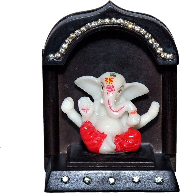 Vaah Ganesh Murti Mandir Temple Decorative Showpiece - 10 cm  (Polyresin, Multicolor)