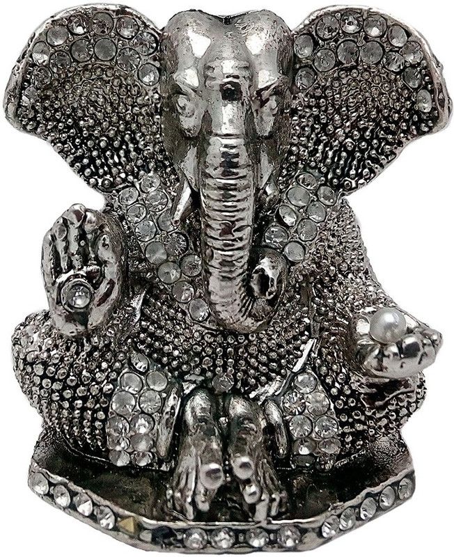 ART N HUB Silver Plated Lord Ganesha -Metal Statue for Car Dash Board (H-5 cm) Decorative Showpiece - 5 cm  (Brass, Silver)