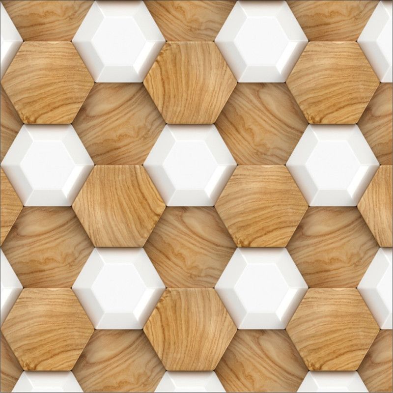 WallWear 300 cm WW-WOODENHEXAGON Self Adhesive Sticker  (Pack of 1)