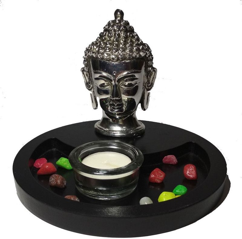 Delhi Gift House Religious Idols of Gautam Buddha Head Showpiece Decorative Showpiece - 5 cm  (Aluminium, Silver)
