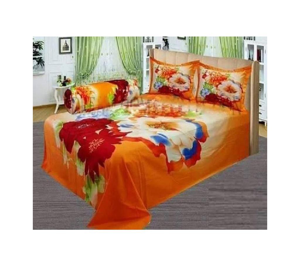 Double Size Cotton Bed Sheet with Matching 2 Pillow Covers - Multicolor Bed-41