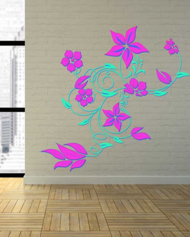 BALKRISHNA WALL STICKER 61.38 cm HD FLOWER DISINGN Self Adhesive Sticker  (Pack of 1)