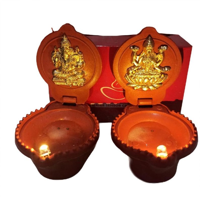 OSHD Lakshmi Ganesh Water Sensor Diyas Plastic Table Diya  (Height: 3 inch)