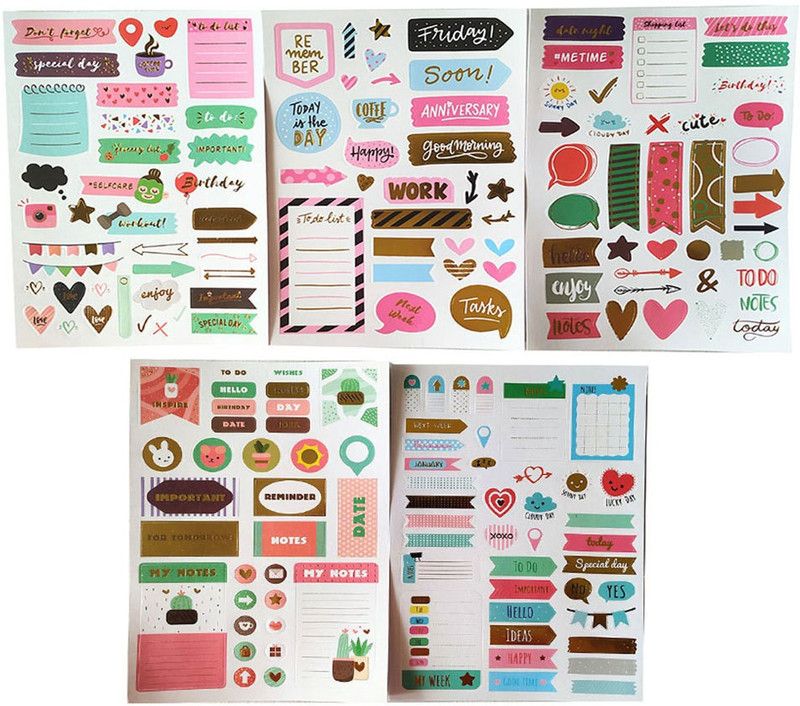 Blooming Box 26 cm Planner Self Adhesive Sticker  (Pack of 5)