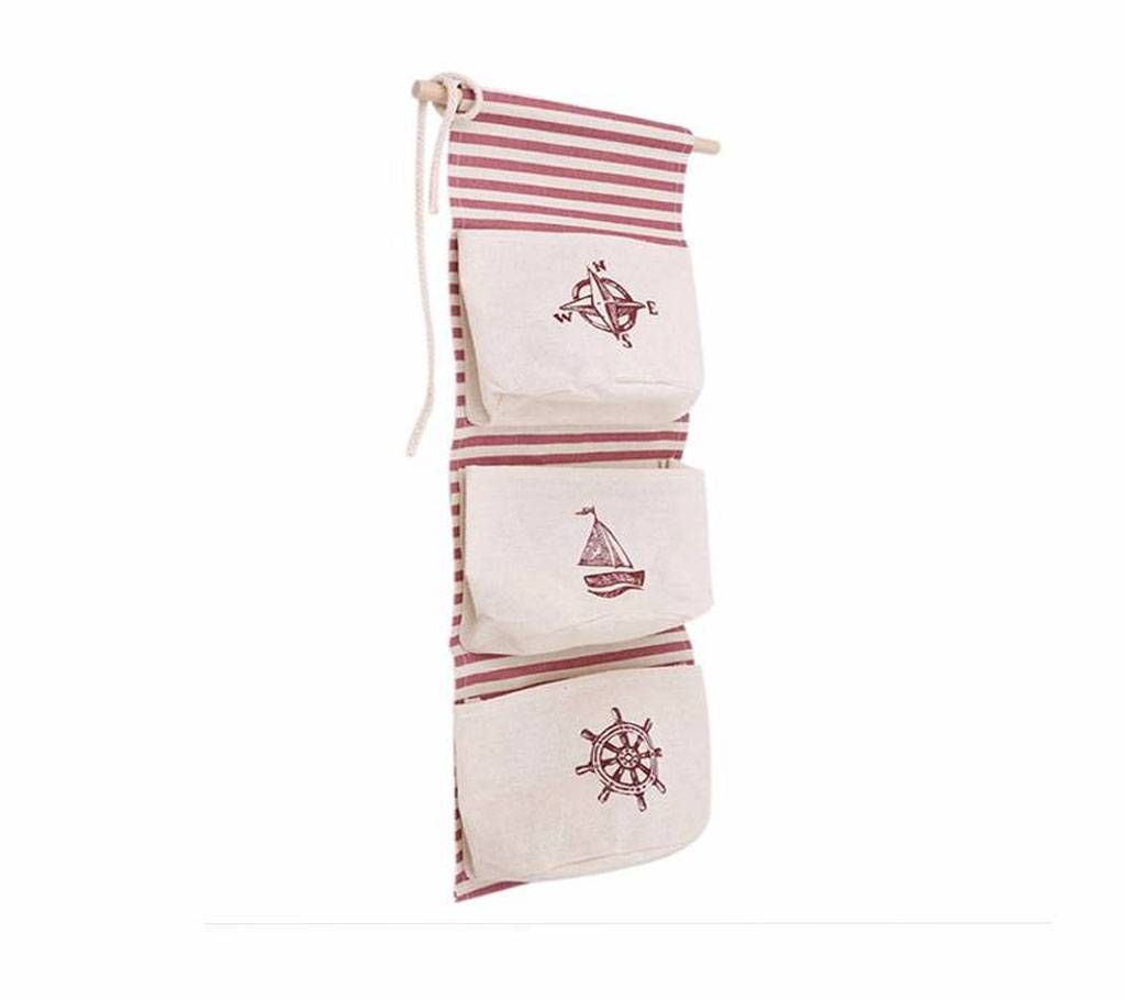 Linen Hanging Storage Bag 3 Pocket