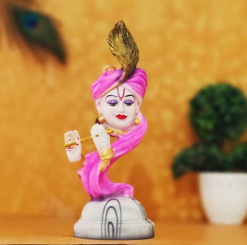 House of Crafts Krishna Statue Playing Flute For Living Room Home Decor Krishna Murti For Gift Decorative Showpiece - 28 cm  (Polyresin, Multicolor)