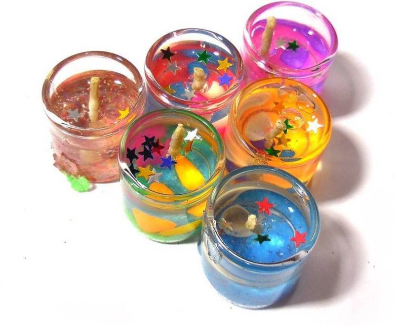 RADHE RADHE GEL CANDELS Candle  (Multicolor, Pack of 6)