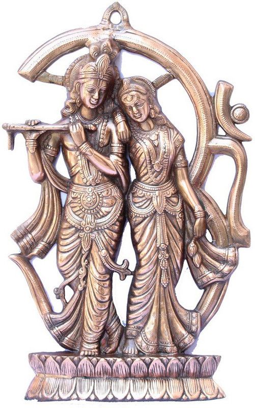 Apkamart Handcrafted Lord Radha Krishna Wall Hanging - 25 Inch - Religious Showpiece for Wall Decor and Gifts Decorative Showpiece - 64 cm  (Aluminium, Multicolor)