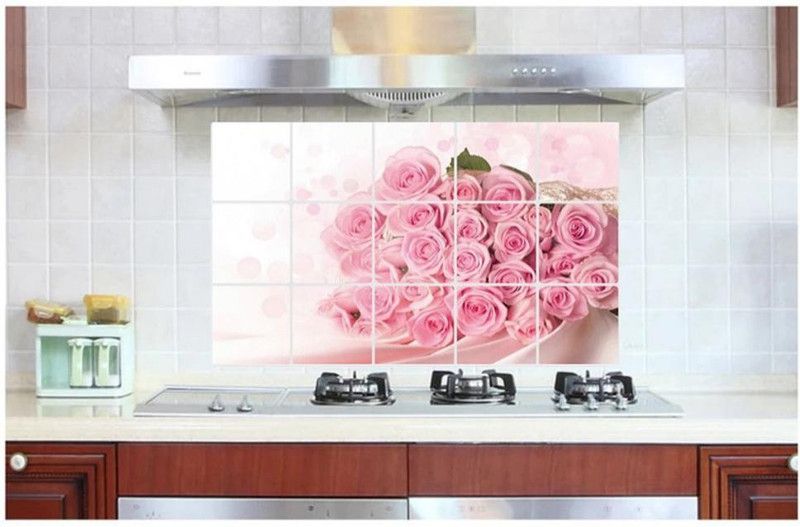 LAAYO 90 cm Waterproof Oil Proof Temperature Resistant Self Adhesive Kitchen Wall Sticker Self Adhesive Sticker  (Pack of 1)