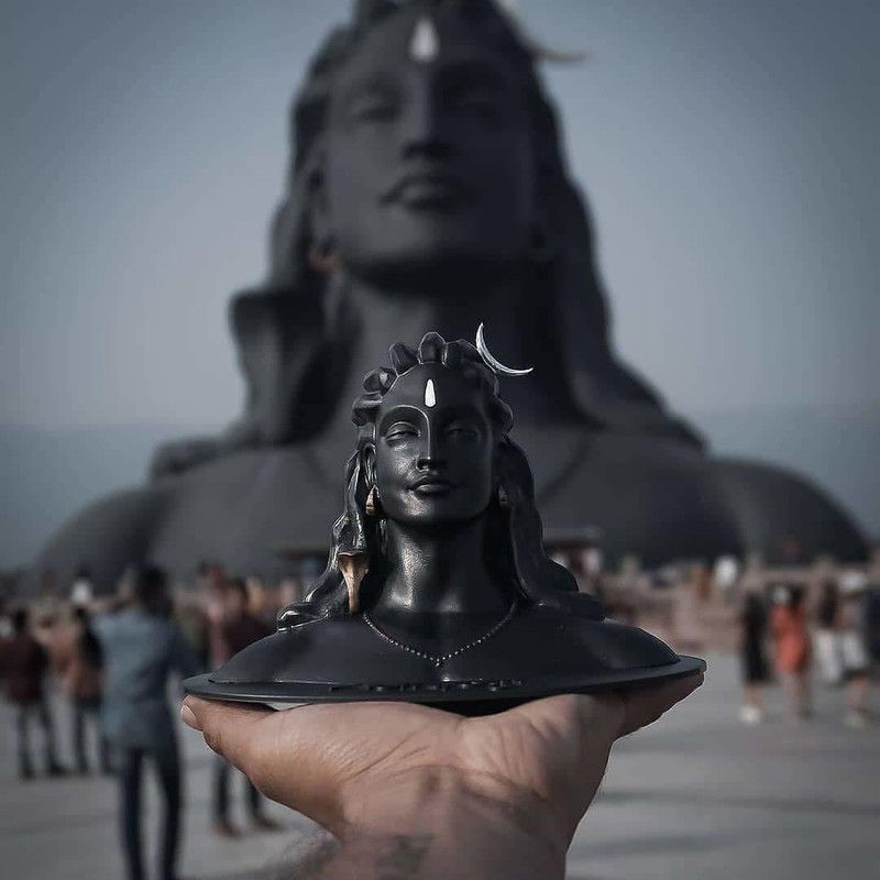 Harihar Shivling Stone Adiyogi Statue for Car, Lord Adiyogi, Shiva Statue, Shiv Idol, Aadi Yogi Shiva Decorative Showpiece - 15 cm  (Polyresin, Black)