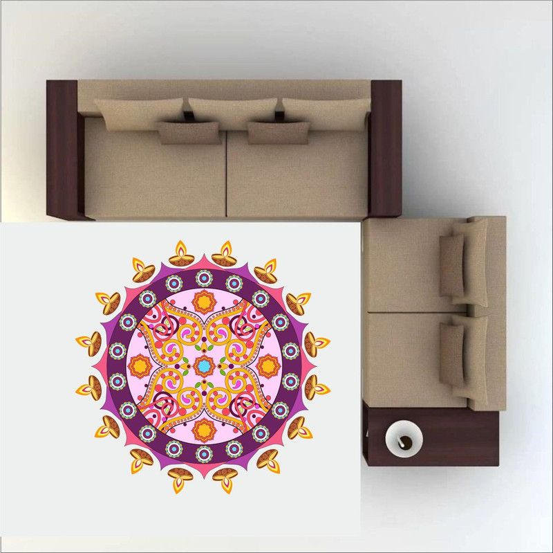 Saiii Designs 30 cm Diwali Special - Colourful Decorative Rangoli Sticker Size- 30 cm x 30 cm Set of Self Adhesive Sticker  (Pack of 1)