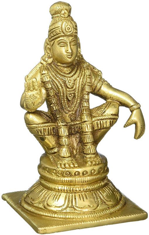 SterlingStar Ayyappa Brass Figurine Statue Decorative Spiritual Showpiece (Size : 5" Inch) Decorative Showpiece - 12.5 cm  (Brass, Gold)