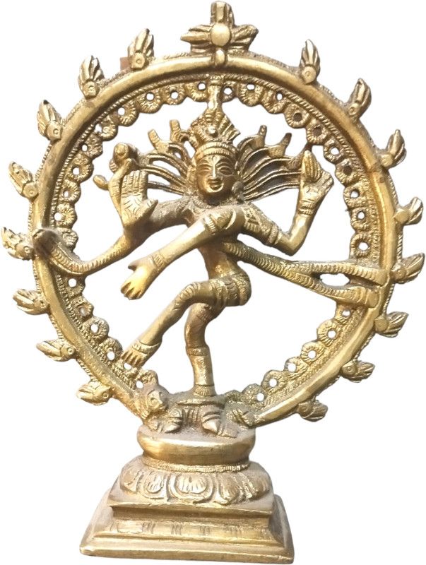 Robin Export Company Lord Shiva Dancing Natraj Home Decor Brass Statue Metal for Home Decoration Decorative Showpiece - 17 cm  (Brass, Gold)