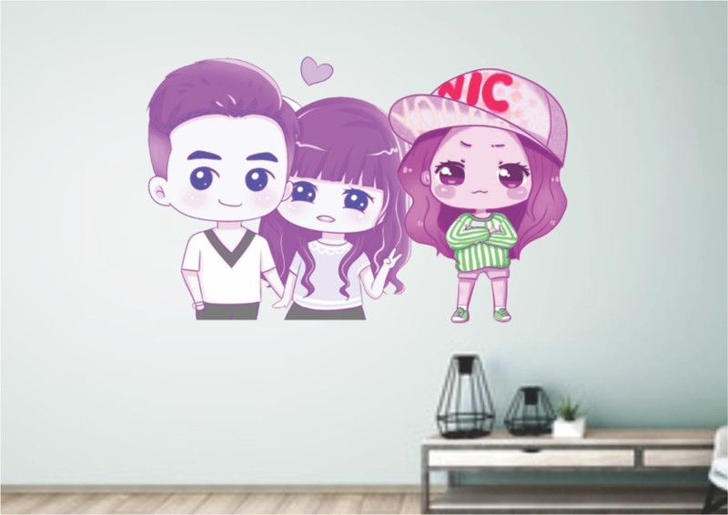 MADHUBAN DECOR 60 cm GROUP CARTOON Self Adhesive Sticker  (Pack of 1)