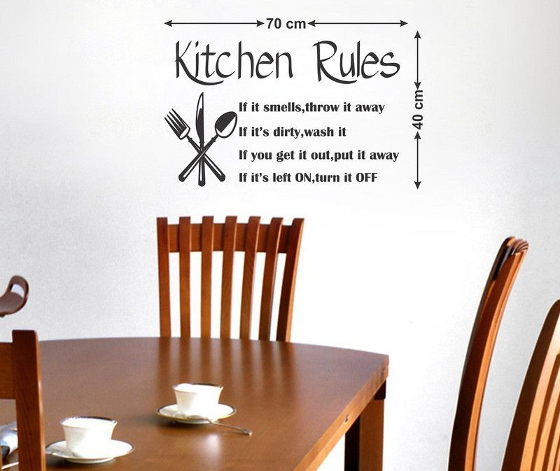 HAPPYSTICKY 50 cm Kitchen Rules Medium Vinyl Wallsticker(70 cm x 40 cm) Self Adhesive Sticker  (Pack of 1)