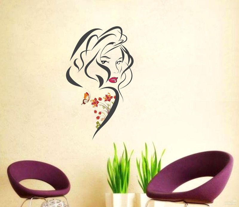 Sticker Hub 46 cm Abstract Beautiful Girl Wall Sticker (Wall covering Size - 77cm X 46cm) Color Black (Sheet Size - 30inch x 18inch) (Pack of 1) Self Adhesive Sticker  (Pack of 1)