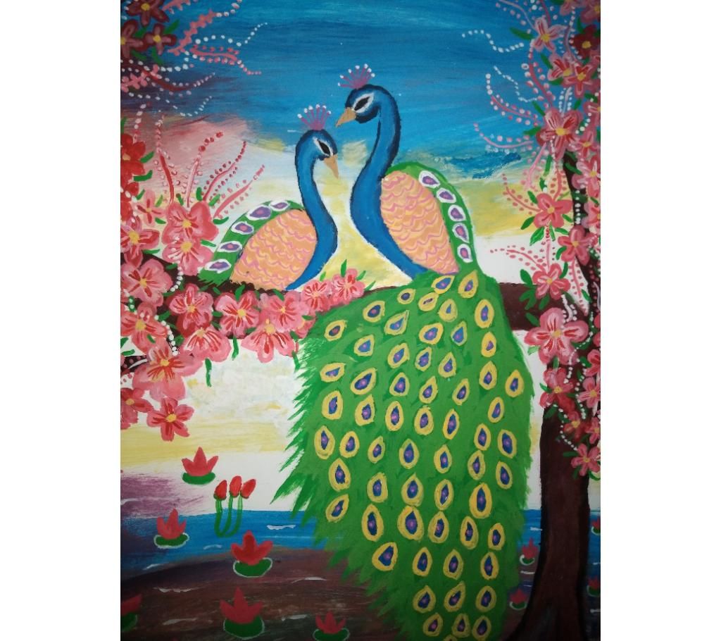Peacock Painting On Art paper