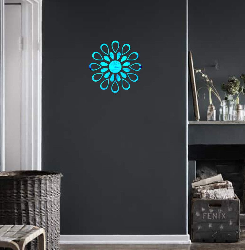 Aalam Designs 30.48 cm decorative flower blue acrylic sticker Self Adhesive Sticker  (Pack of 1)