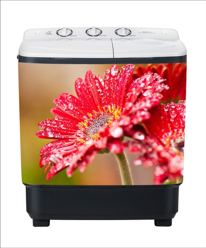 Khatwal Enterprises 60 cm decorative red flower washing machine sticker Self Adhesive Sticker  (Pack of 1)