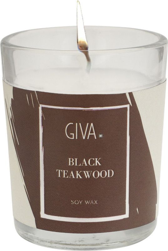 GIVA Black teakwood Candle Candle  (Black, Pack of 1)