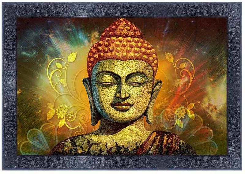 pnf Buddha Wood Photo Frames with Acrylic Sheet (Glass)13664 Digital Reprint 10 inch x 14 inch Painting  (With Frame)